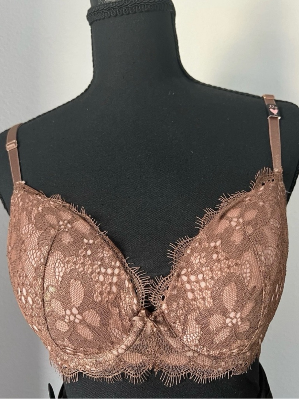 Victoria's Secret Brown Floral Lace Underwire Bra